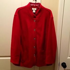 Talbots red boiled wool jacket
